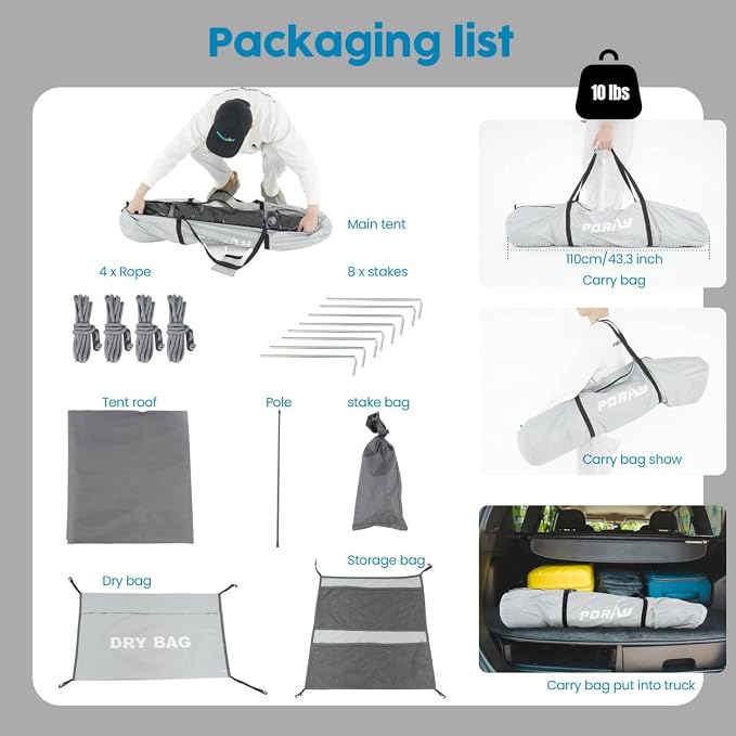Camping Shower Tent Deluxe Changing Room Easy Set Up Privacy Shelter, Large - Image 8