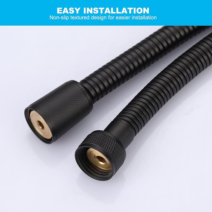 ALEASHA 79 Inches Shower Hose Matte Black Finished, SUS 304 Stainless Steel - Image 5
