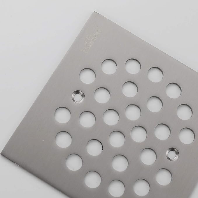 Square 4-1/4 inch Screw-in Shower Floor Drain Grate Strainer - Image 4