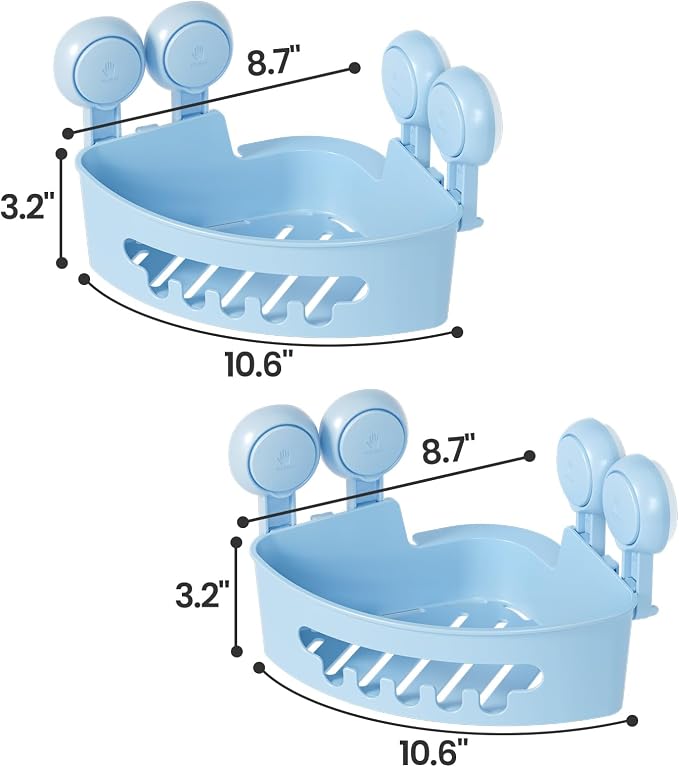 TAILI Suction Corner Shower Caddy, Bathroom Shelf Storage Basket Wall Mounted - Image 2