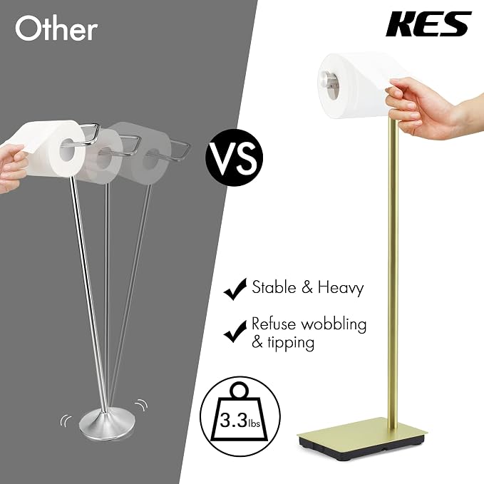 KES Gold Toilet Paper Holder Free Standing 26.2 Inch Toilet Paper Roll Holder - Image 5