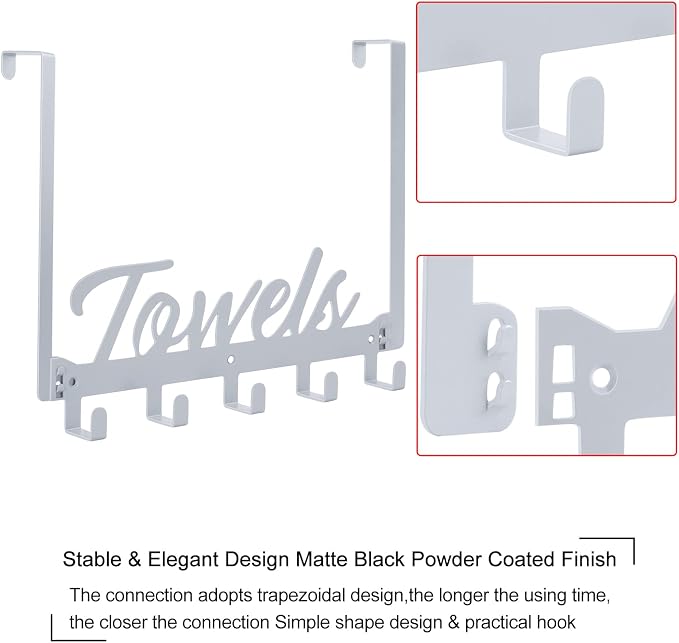 Over The Door Hooks, Towel Rack - Image 3
