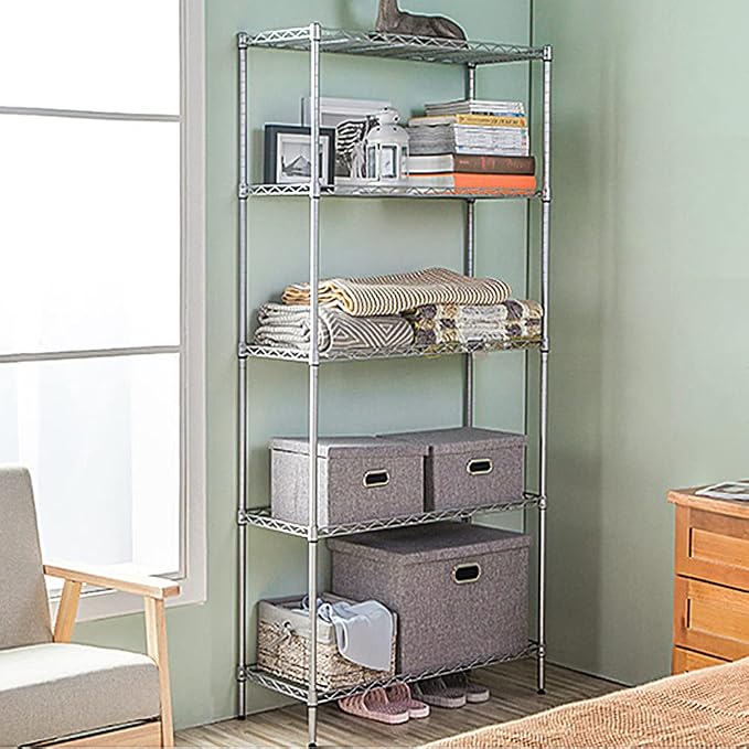5 Tier Wire Shelving Unit with NSF Certified, Adjustable Wire Shelves with 750 - Image 4