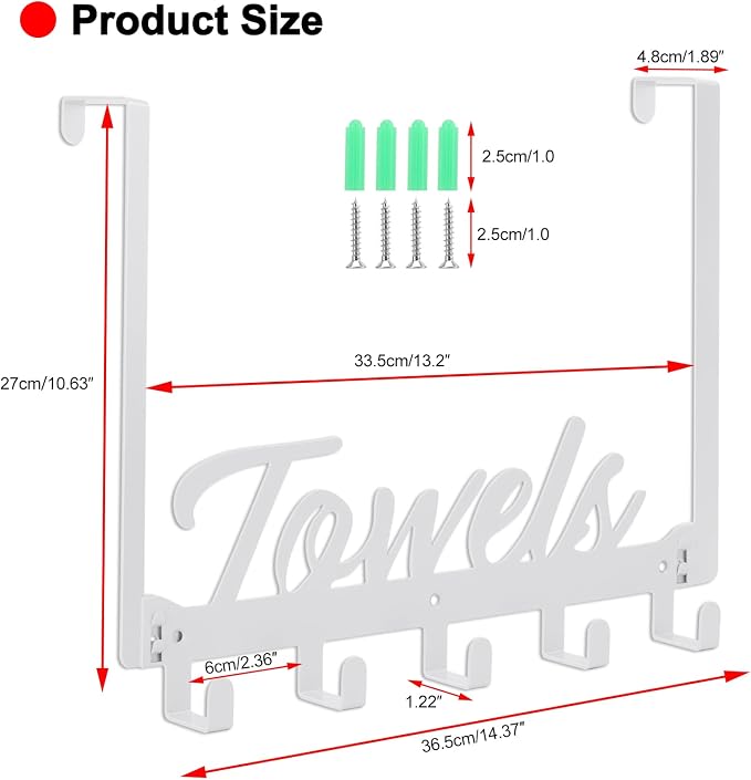 Over The Door Hooks, Towel Rack - Image 2