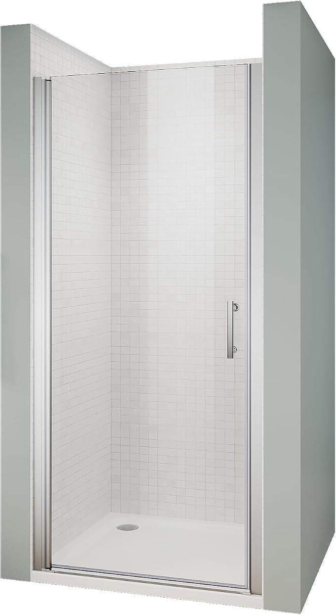 33.5-35 Inch Pivot Shower Door 72 Inch H, Semi-Frameless Sliver Aluminum - Image 9