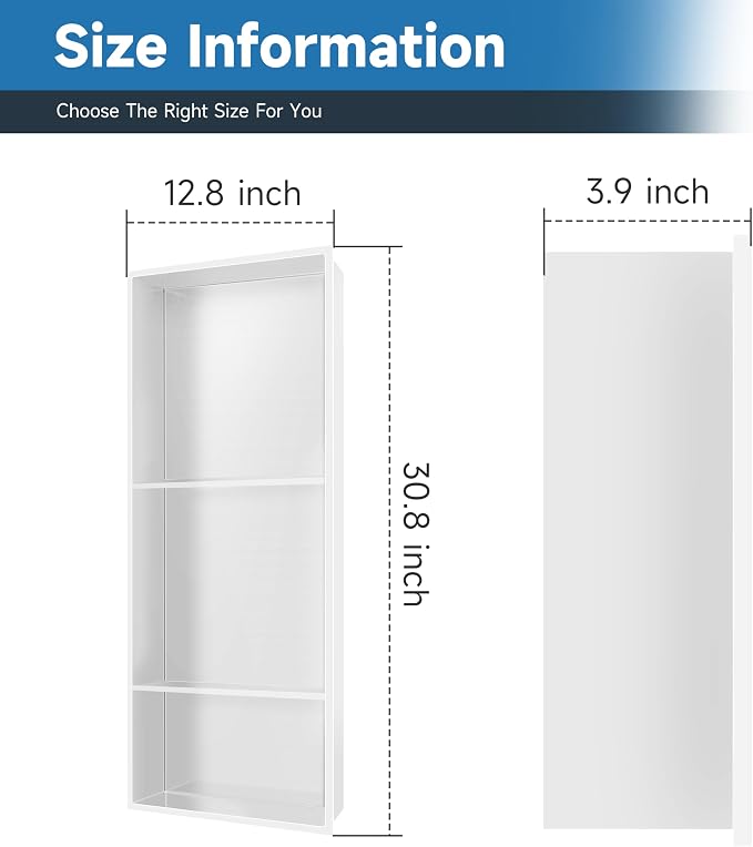 30" X 12" Stainless Steel Shower Niche Insert Tile Ready, Niche - Image 2