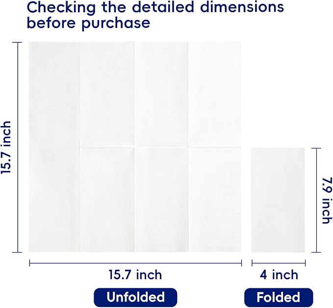 JOLLY CHEF 200 Pack Disposable Paper Napkins, Soft Bathroom Napkins - Image 2