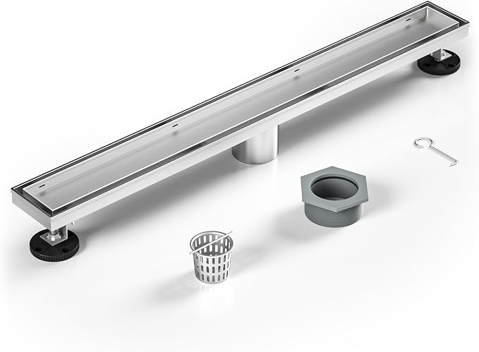 Linear Shower Drain 24", Brushed Floor Drain by Bernkot