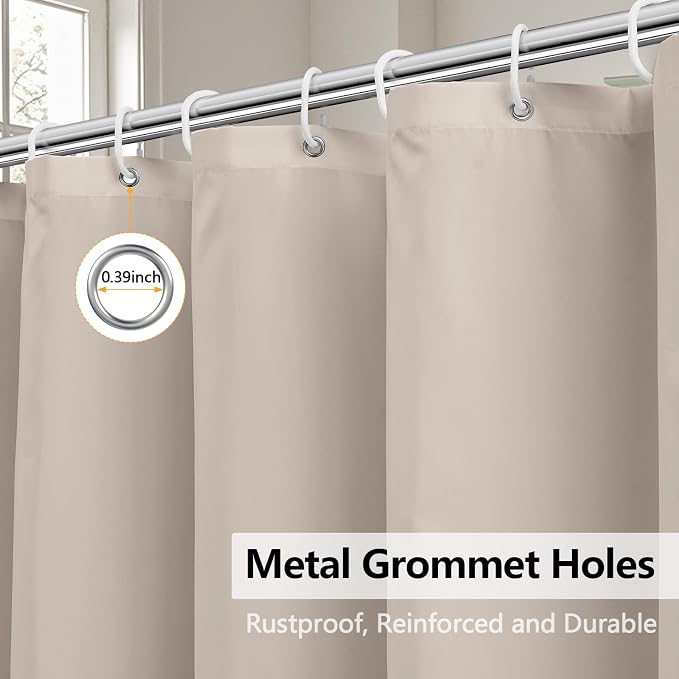 Waterproof Fabric Shower Curtain Liner Khaki - Image 6