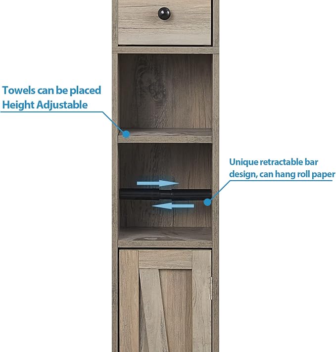 Bathroom Cabinet with Adjustable Shelf, Storage Cabinet - Image 7