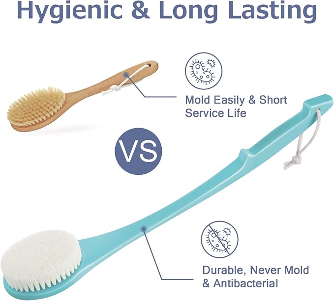 Body Back Scrubber – 17'' Long Handle Shower Brush, Durable Exfoliator - Image 3