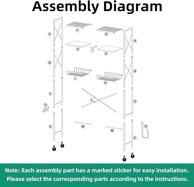 Over The Toilet Storage with X Shape Side Guardrail, 3-Tier Over Toilet Storage - Image 8