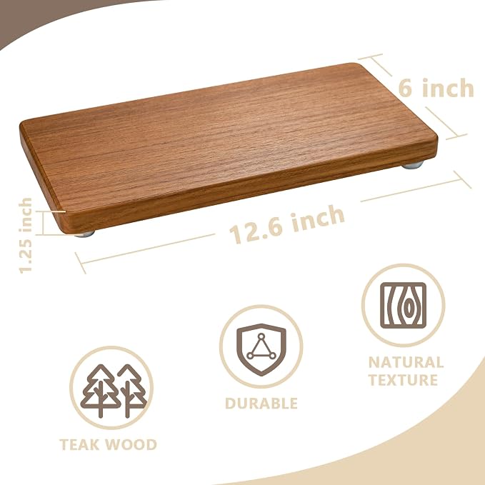 12.6"x6" Solid Teak Wood Riser & Tray - Image 3
