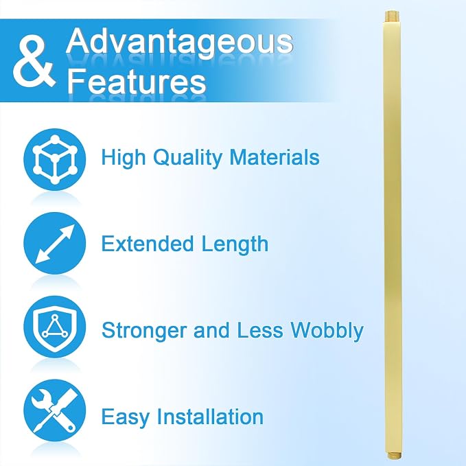 Shower Arm with Flange 24 Inches Ceiling Mount Square Straight Extender - Image 2