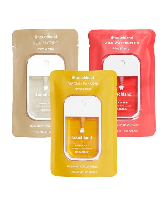 Touchland Hydrating Hand Sanitizer Spray, TROPICAL Trio Set, 1 FL. OZ. Travel by Touchland
