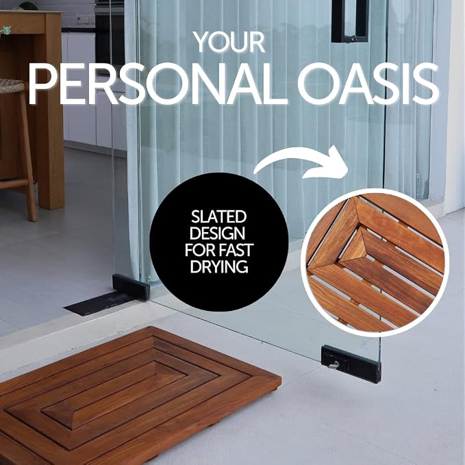 Nordic Style Premium Teak Shower and Bath Mat - Image 4