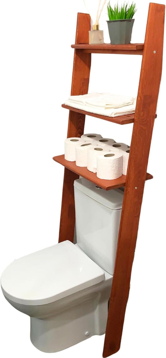Over The Toilet Birch Wood Bathroom Organizer Shelves, 3-Tier Freestanding by GENESISWOODESIGN