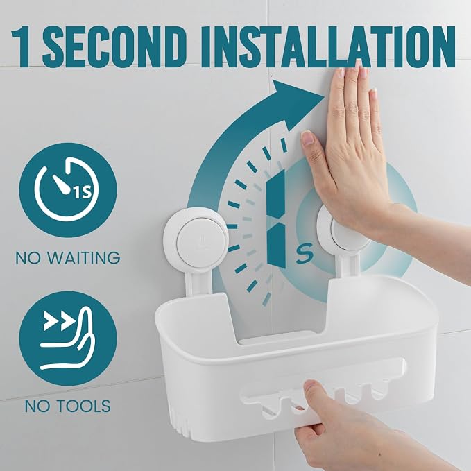 TAILI Shower Caddy Suction Cup 2 Pack, Heavy Duty Bathroom Organizer, Removable - Image 2