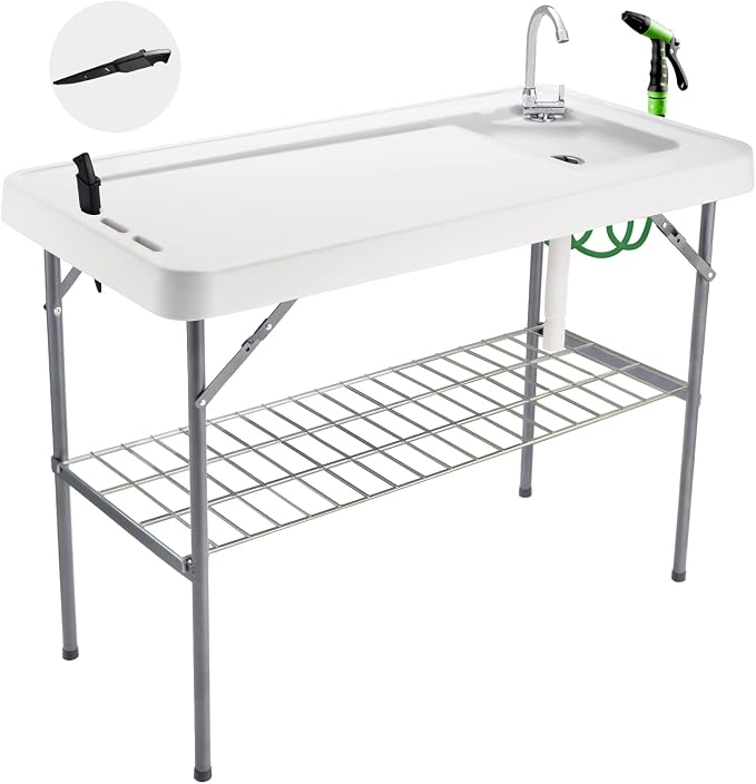 Folding Fish Cleaning Table Portable Camping Sink Table by Avocahom