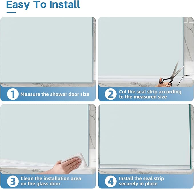 Shower Door Bottom Seal Strip, Ultra Clear PVC, Fits 10mm Thick Glass, Prevents - Image 5
