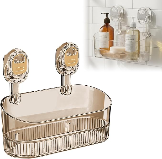 No-Drill Bathroom Suction Storage Box, Corrugated Suction Cup Storage Holder by FANSUIT