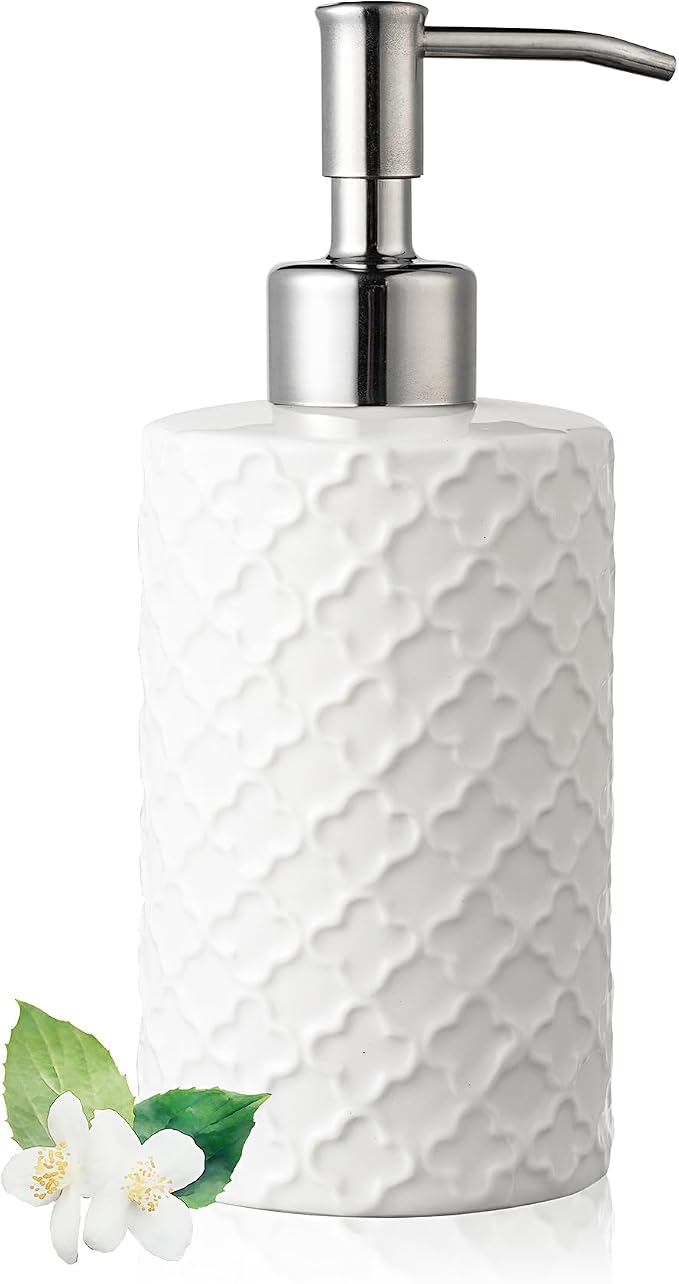 Ceramic Soap Dispenser with Pump, Hand and Liquid Soap Dispenser Rust Proof by MIKIGEY