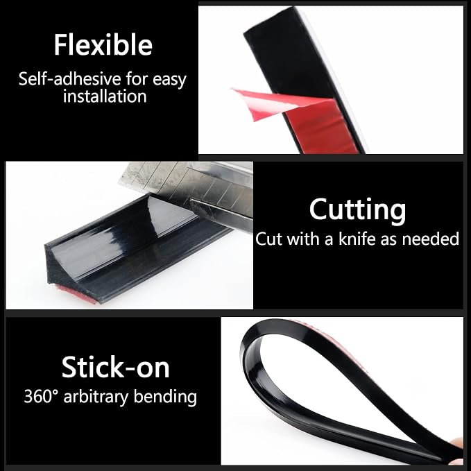 New Collapsible Shower Threshold Water Dam, Self Adhesive Silicone Waterproof - Image 3