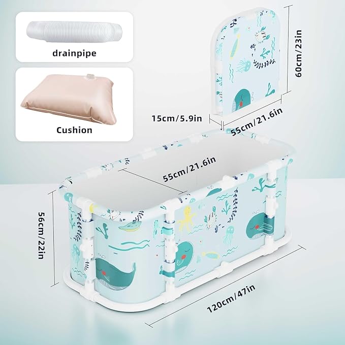 Portable Bathtub, 47“ Foldable Bathtub-Installation Free, 7 Layers Thicken - Image 2