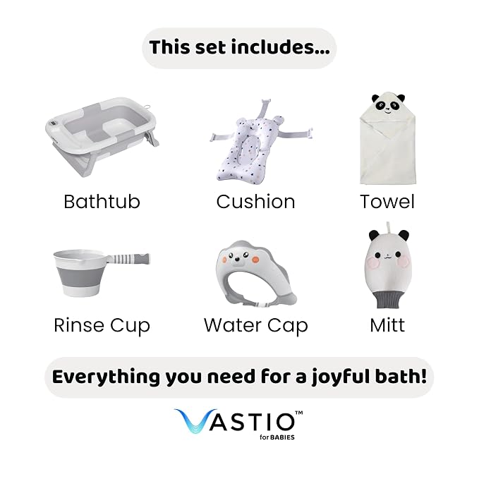 VASTIO™ 6-in-1 Collapsible Baby Bathtub Set – Foldable Baby Bath Tub - Image 6