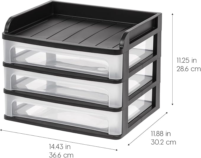 IRIS USA Plastic Desk Top 3-Drawer Storage Organizer - Image 3