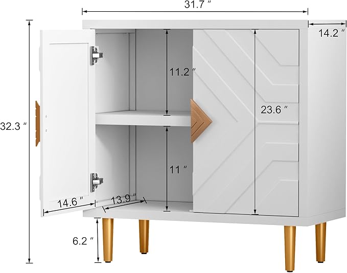 HLR Storage Cabinet with 2 Doors, Accent Cabinet with Decorative Embossed - Image 2