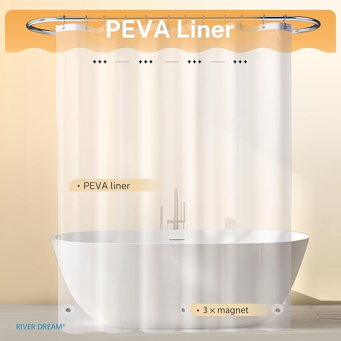 River Dream Extra Long Waffle 3 in 1 Shower Curtain Set, Waterproof - Image 3