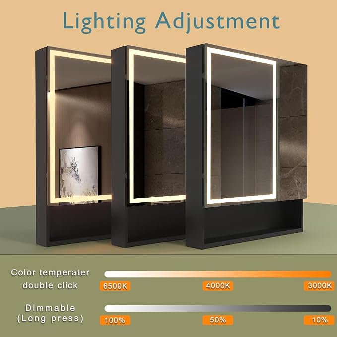 KWW LED Lighted Bathroom Medicine Cabinet - Image 3
