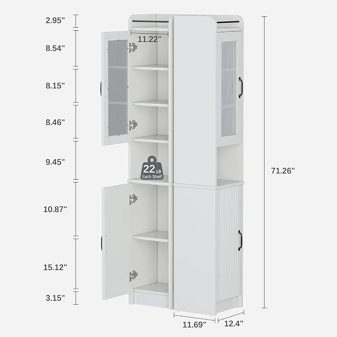 71" H Tall Bathroom Storage Cabinet, Narrow Bathroom Cabinet - Image 2