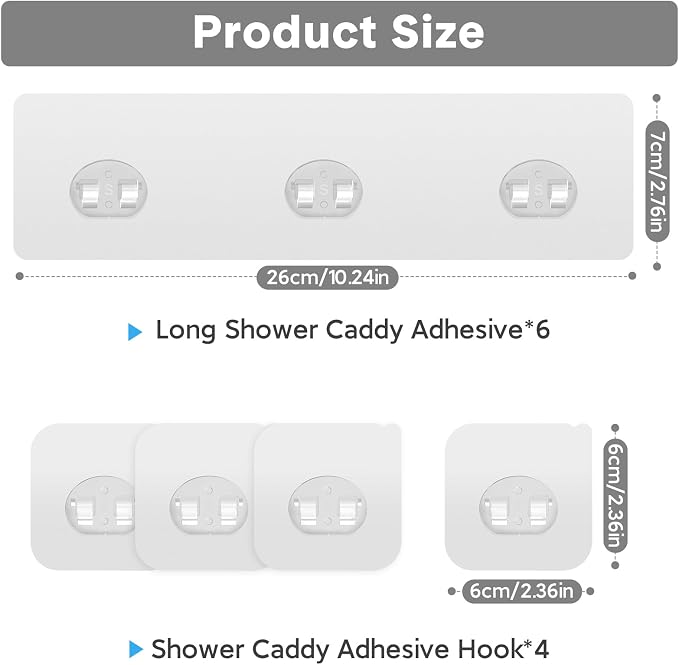 Shower Caddy Adhesive Replacement, Transparent Strong Adhesive Hooks, No - Image 2