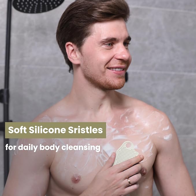 Silicone Body Scrubber Silver-Infused Dual-Sided 3-in-1 - Image 2