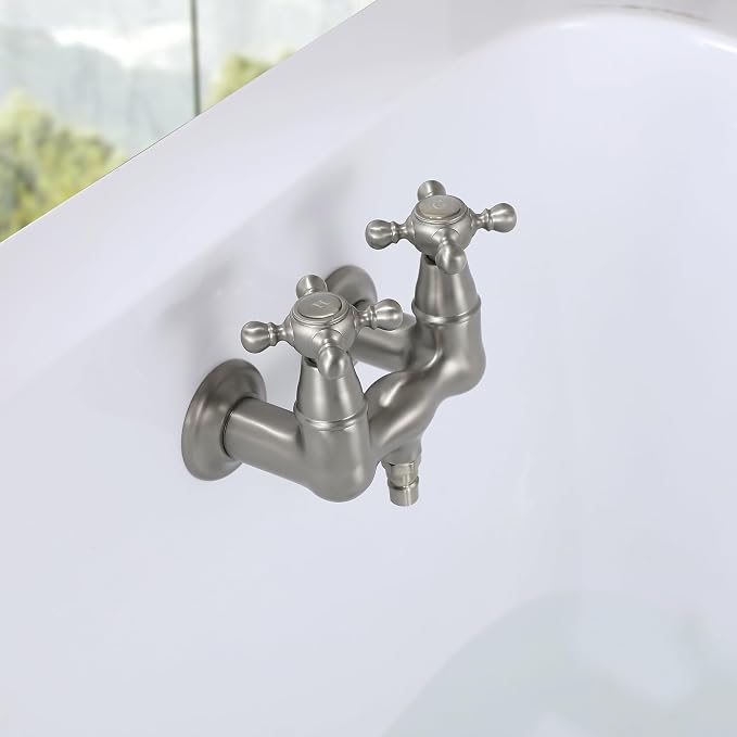 SUMERAIN Vintage Tub Faucet Wall Mount Tub Filler 3-3/8-Inch Center Two Cross - Image 4