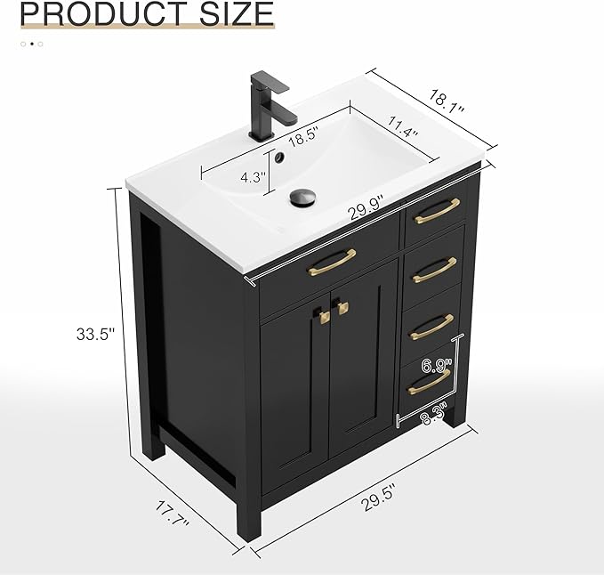 LUCKWIND 30" Modern Bathroom Vanity - Image 2