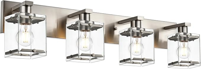 4-Lights Bathroom Vanity Light Fixtures in Brushed Nickel, E26 Socket Wall by WINSHENLighting