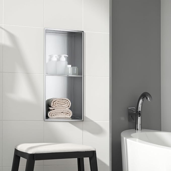 SaniteModar Shower Niche, Stainless Steel Shower Niche 12" X 24" No Tile Needed - Image 2