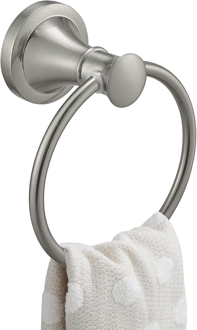 BESy Brushed Nickel Bathroom Hand Towel Ring Towel Holder, Rustproof Wall by BESy