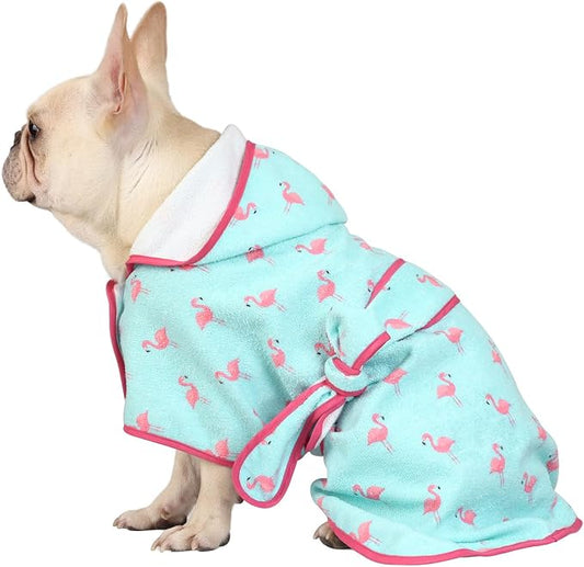HDE Dog Bathrobe Super Absorbent Quick Drying Puppy Towel Wrap Coat Adjustable by HDE