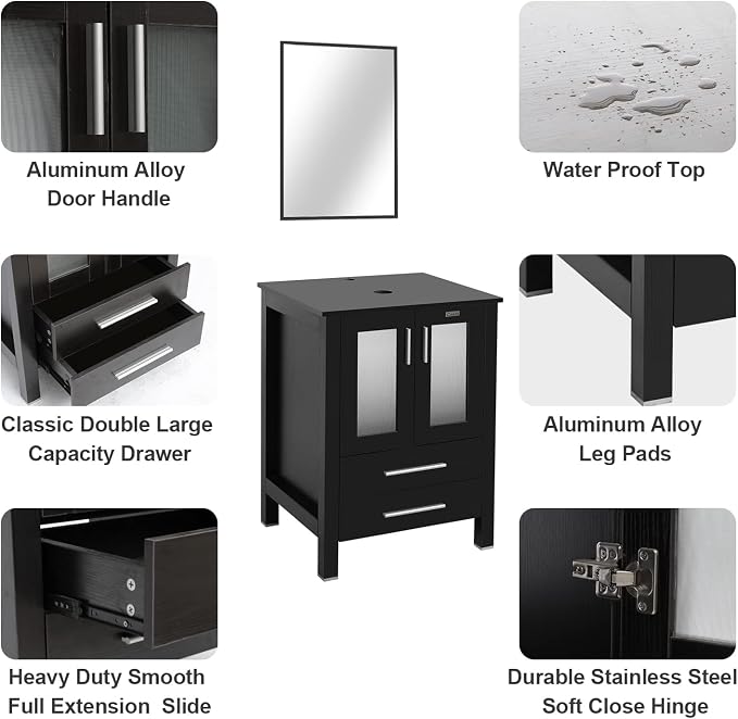 eclife 48" Modern Bathroom Vanity Sink Combo Freestanding Cabinet - Image 3