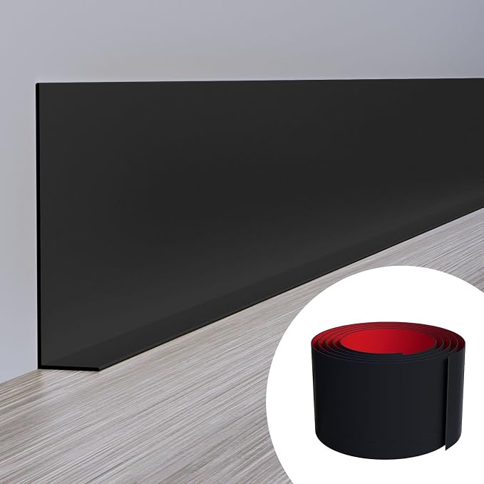 Duzzy Flexible Baseboard Molding Trim, 5 Inch x 40 Feet Peel and Stick Rubber by Duzzy