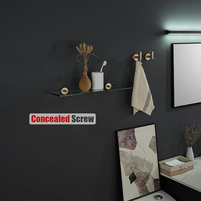 JQK Bathroom Glass Shelf, Tempered Glass Shower Storage 20 by 5 inches - Image 5