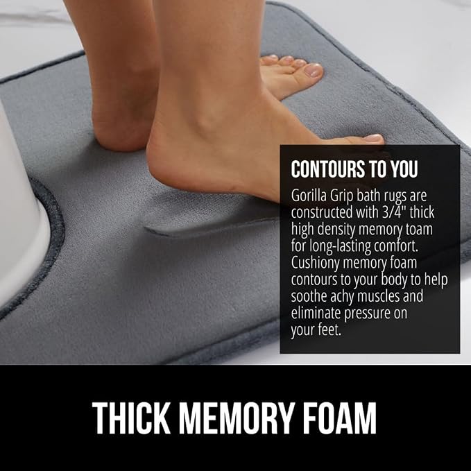 GORILLA GRIP Thick Memory Foam Toilet Rug - Image 4