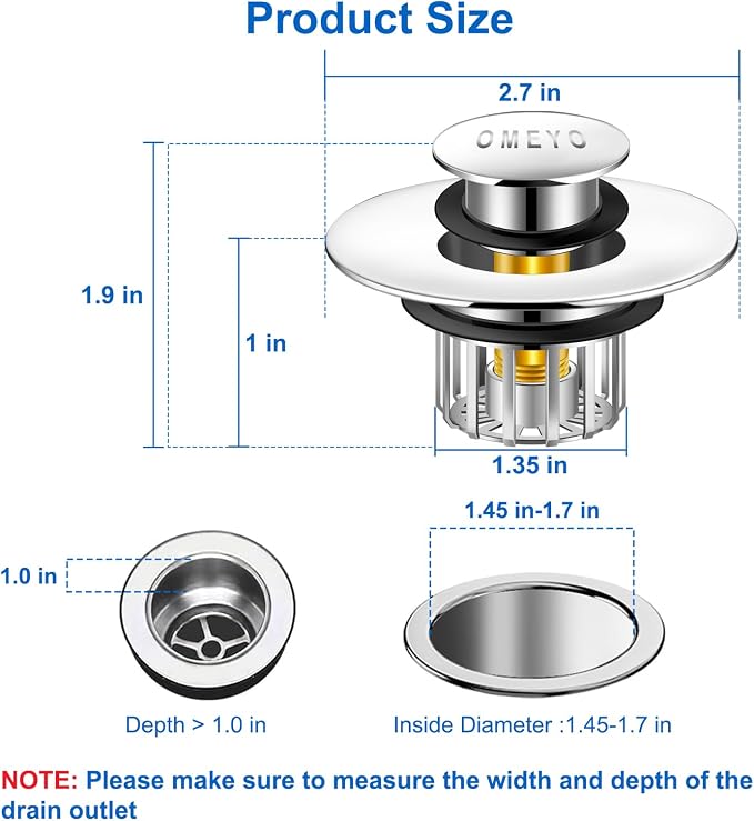 Bathtub Drain Stopper, Pop-Up Tub Stopper - Image 4