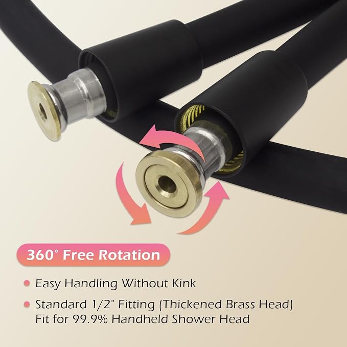 59 Inches Silicone Shower Hoses Replacement, Anti-Kink Designed Handheld Shower - Image 4