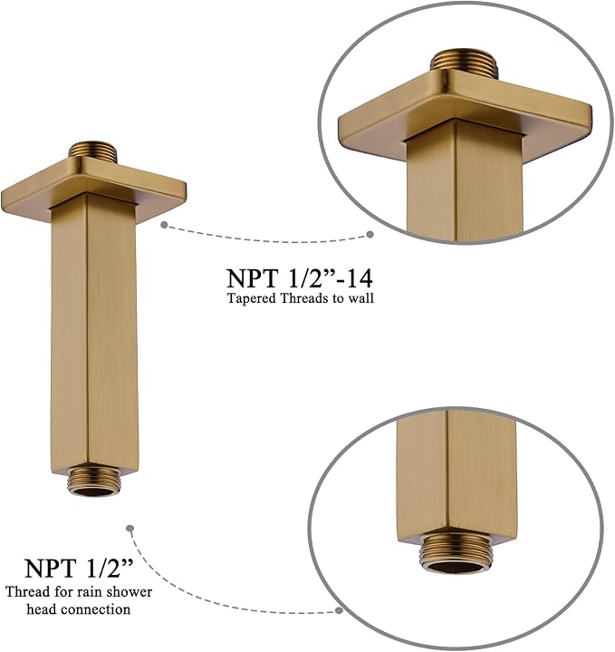 4 Inch Shower Arm with Flange, Ceiling Mounted Square Shower Head Extension Arm - Image 3