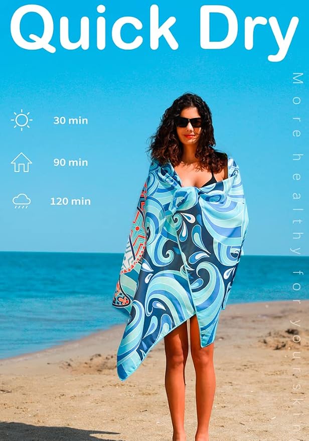 4 Pack Microfiber Lightweight Beach Towel Sand Free Quick Dry Absorbent Thin - Image 5